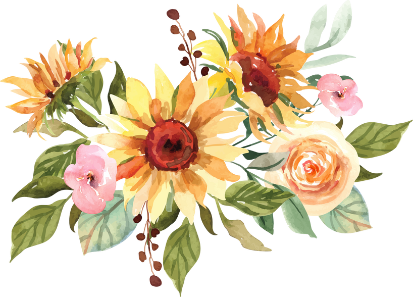 Sunflower Watercolor Floral Bouquets