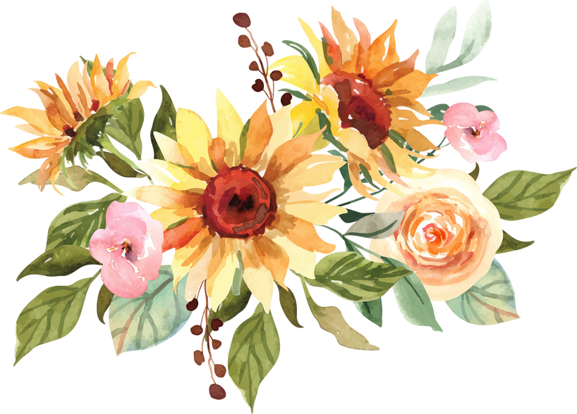 Sunflower Watercolor Floral Bouquets