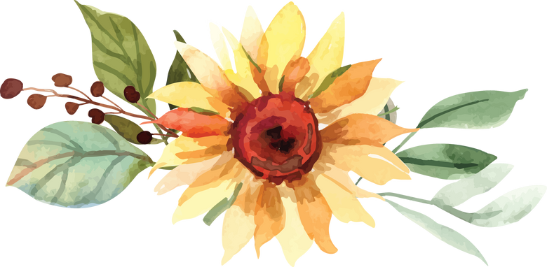 Sunflower Watercolor Floral Bouquets